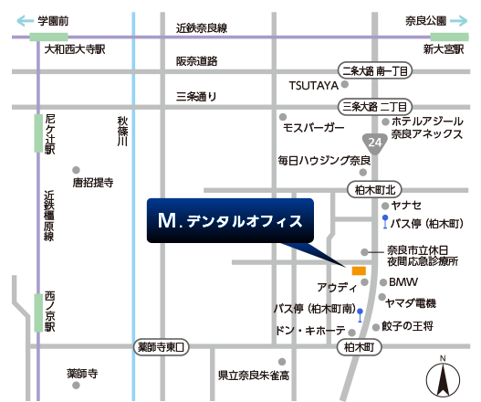 奈良市 歯科医院（歯医者）map