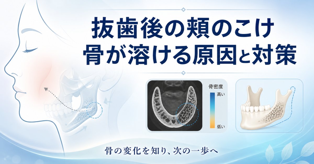 抜歯後の頬のこけが気になる？骨が溶ける原因と顔の変化・対策を解説