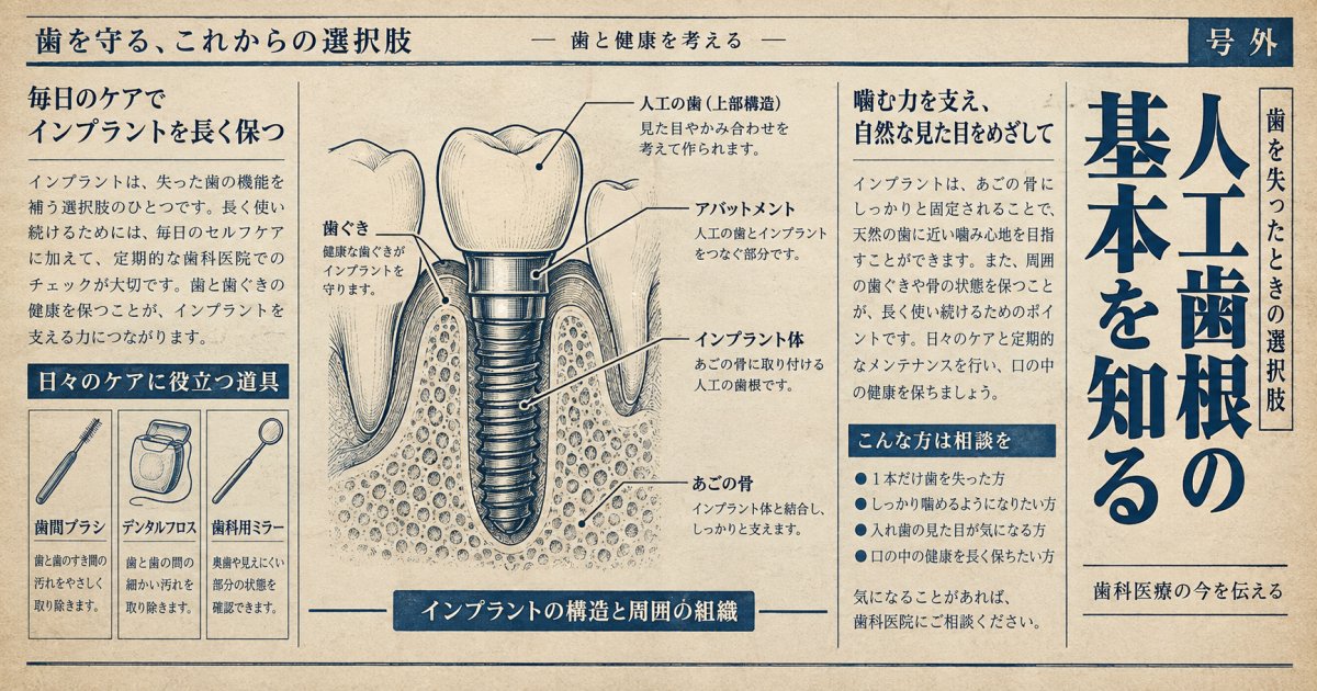 人工歯根の寿命は何年？長持ちさせるメンテナンスと受診の目安