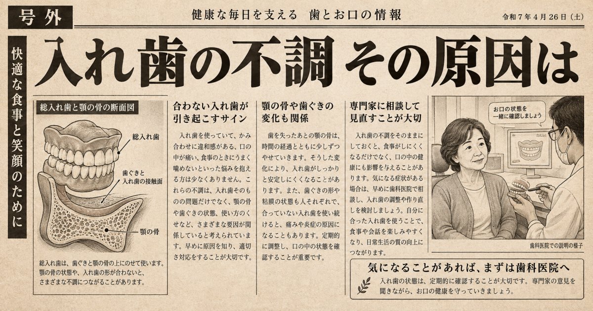 60代からの入れ歯トラブル|痛み・外れの原因と新しい治療